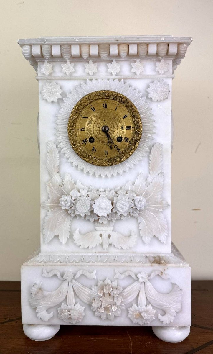 Borne Clock In Alabaster 19th Century