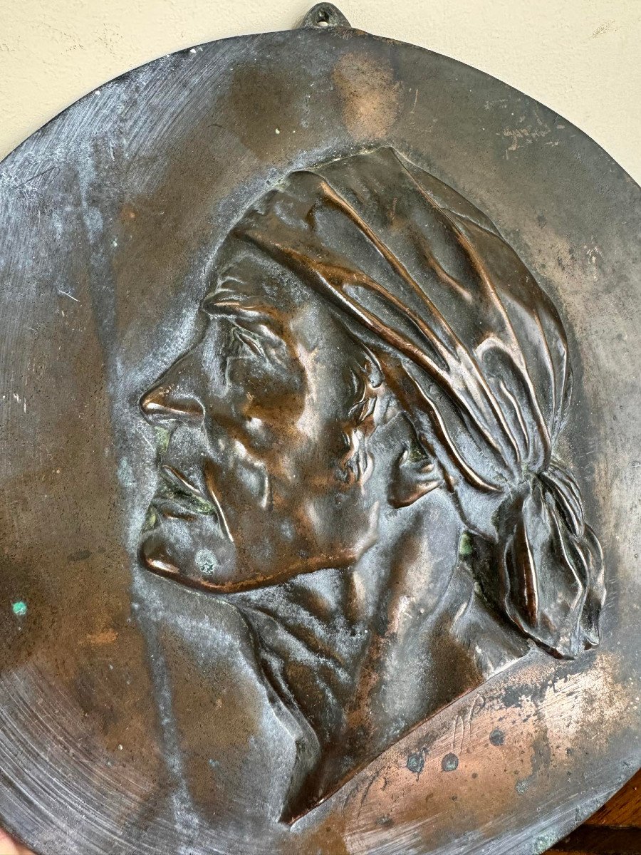 Tondo Medallion In Patinated Bronze With The Profile Of Marat With The Phrygian Cap-photo-4