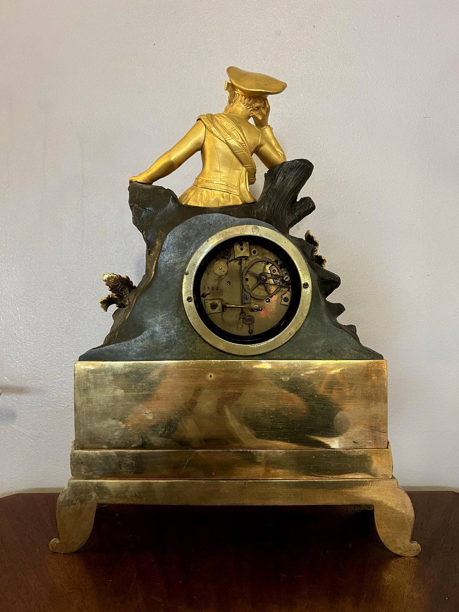 Bronze Clock With Double Patina Empire Period -photo-1
