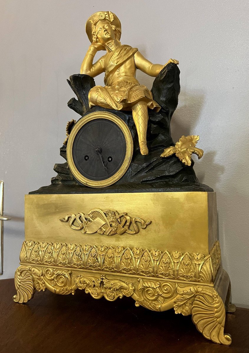 Bronze Clock With Double Patina Empire Period -photo-2