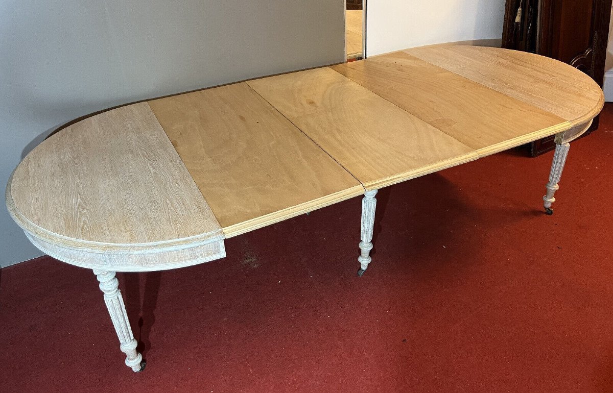 Large Louis Philippe Style Table With Extensions In Bleached Limed Oak / L 265cm-photo-2