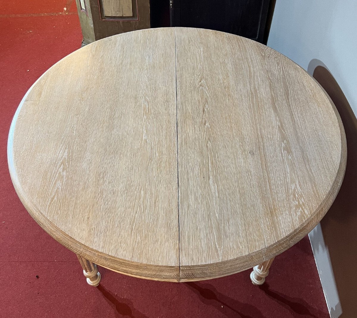 Large Louis Philippe Style Table With Extensions In Bleached Limed Oak / L 265cm-photo-3