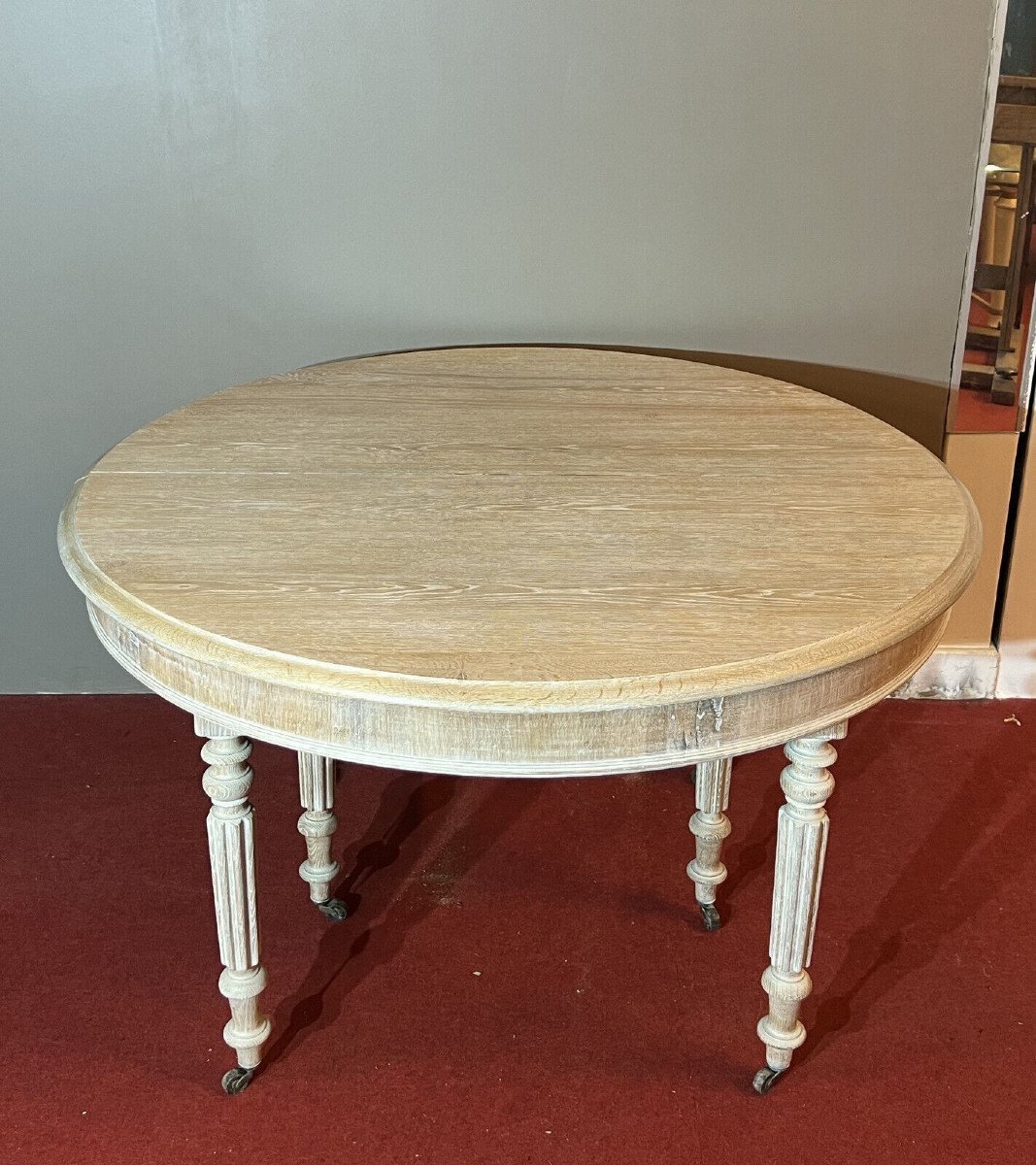 Large Louis Philippe Style Table With Extensions In Bleached Limed Oak / L 265cm