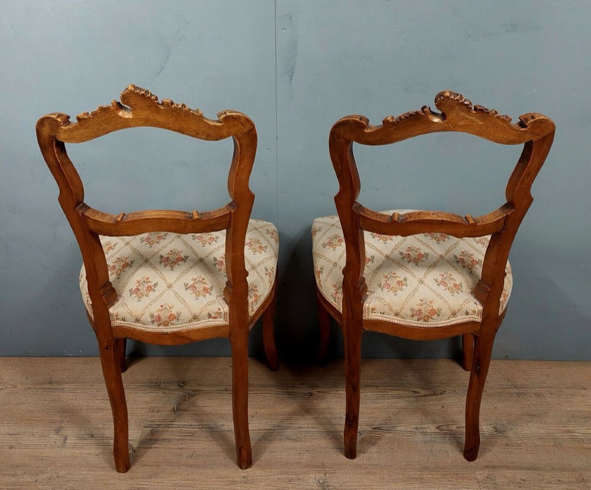 Pair Of Louis XV Chairs In Blond Walnut -photo-4