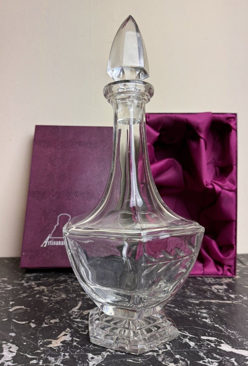 Cristal De Lorraine: Wine Carafe With Original Box-photo-5