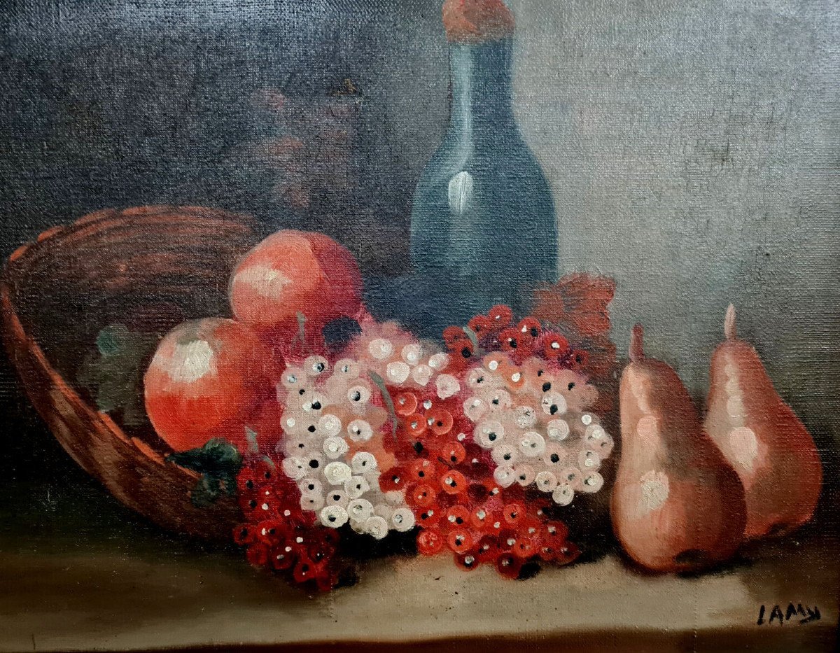 Lamy Late 19th Early 20th Century: Oil On Canvas Still Life With Fruits  -photo-5