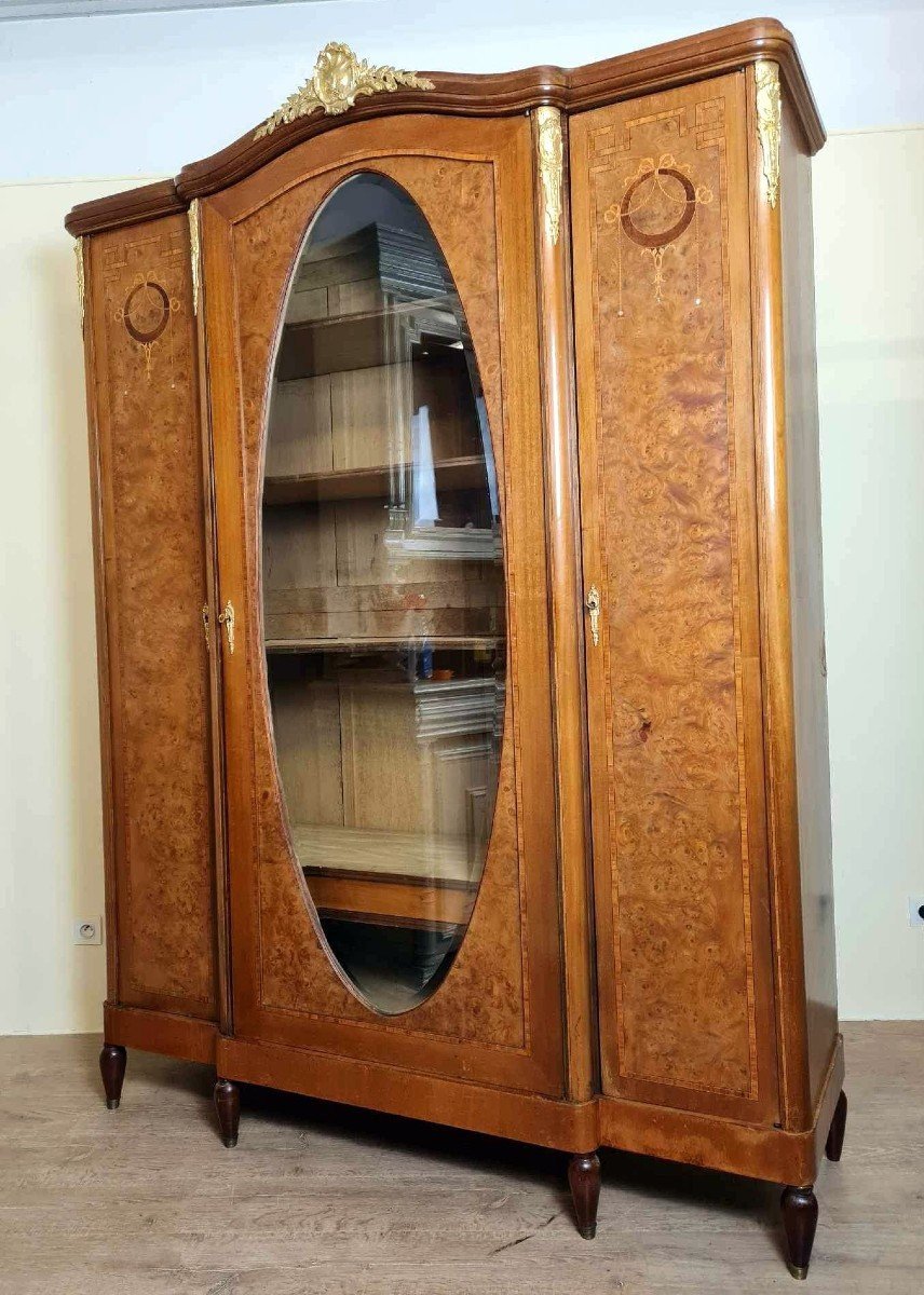 Louis XVI Style Library Cabinet In Marquetry-photo-2