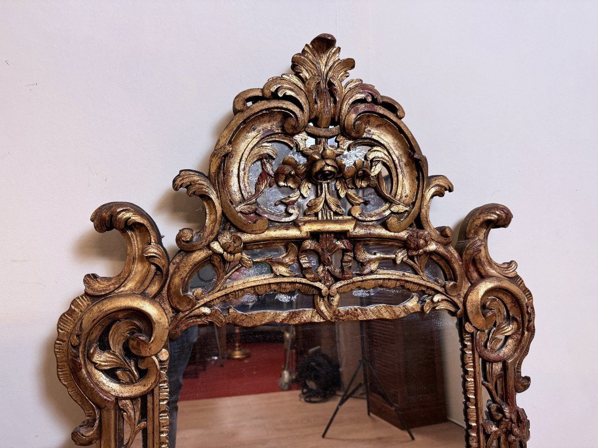 Important Miroir Style Louis XV à Pare Close En Bois Doré -photo-4