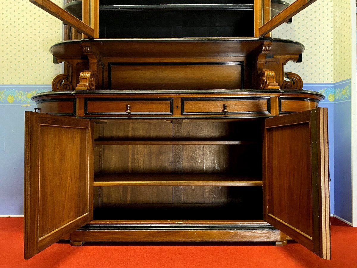 Important Half Moon Library Louis Philippe Period In Walnut And Blackened Wood -photo-3