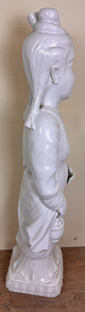 Très Grande Statue En Porcelaine Blanc De Chine / Hauteur 106 Cm-photo-3