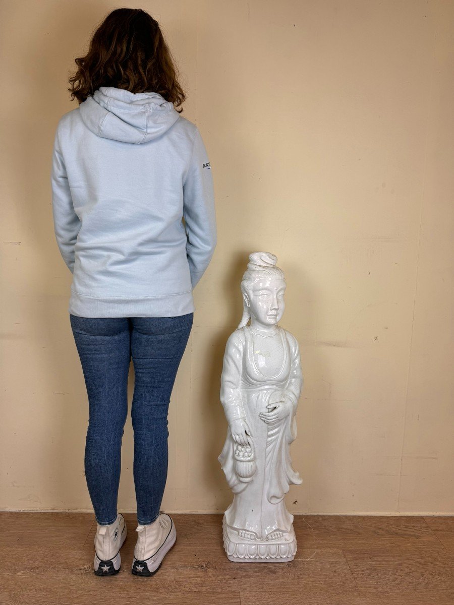 Very Large Chinese White Porcelain Statue / Height 106 Cm-photo-5