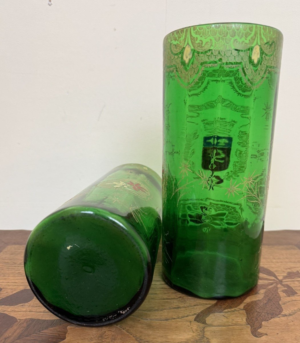 Legras (after): Pair Of Roller Shape Vases, Art Nouveau Period-photo-4