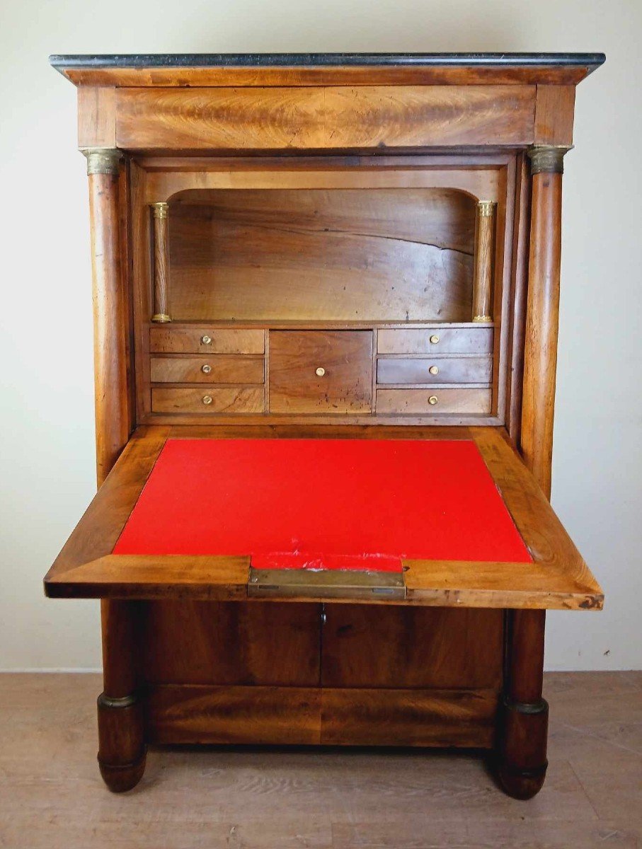 Very Beautiful Empire Period Secretary In Mahogany Around 1810-photo-5