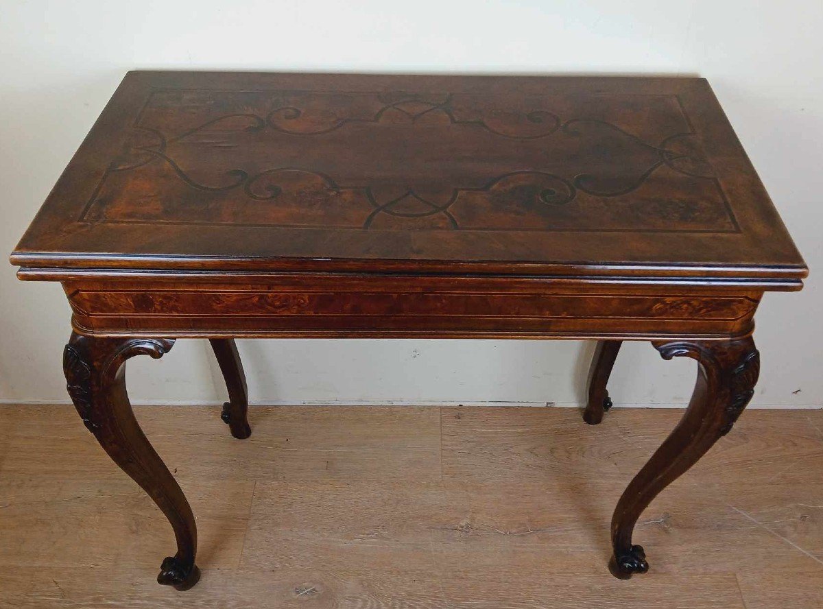 Pretty Lxv Style Game Table In Marquetry Circa 1880-photo-4