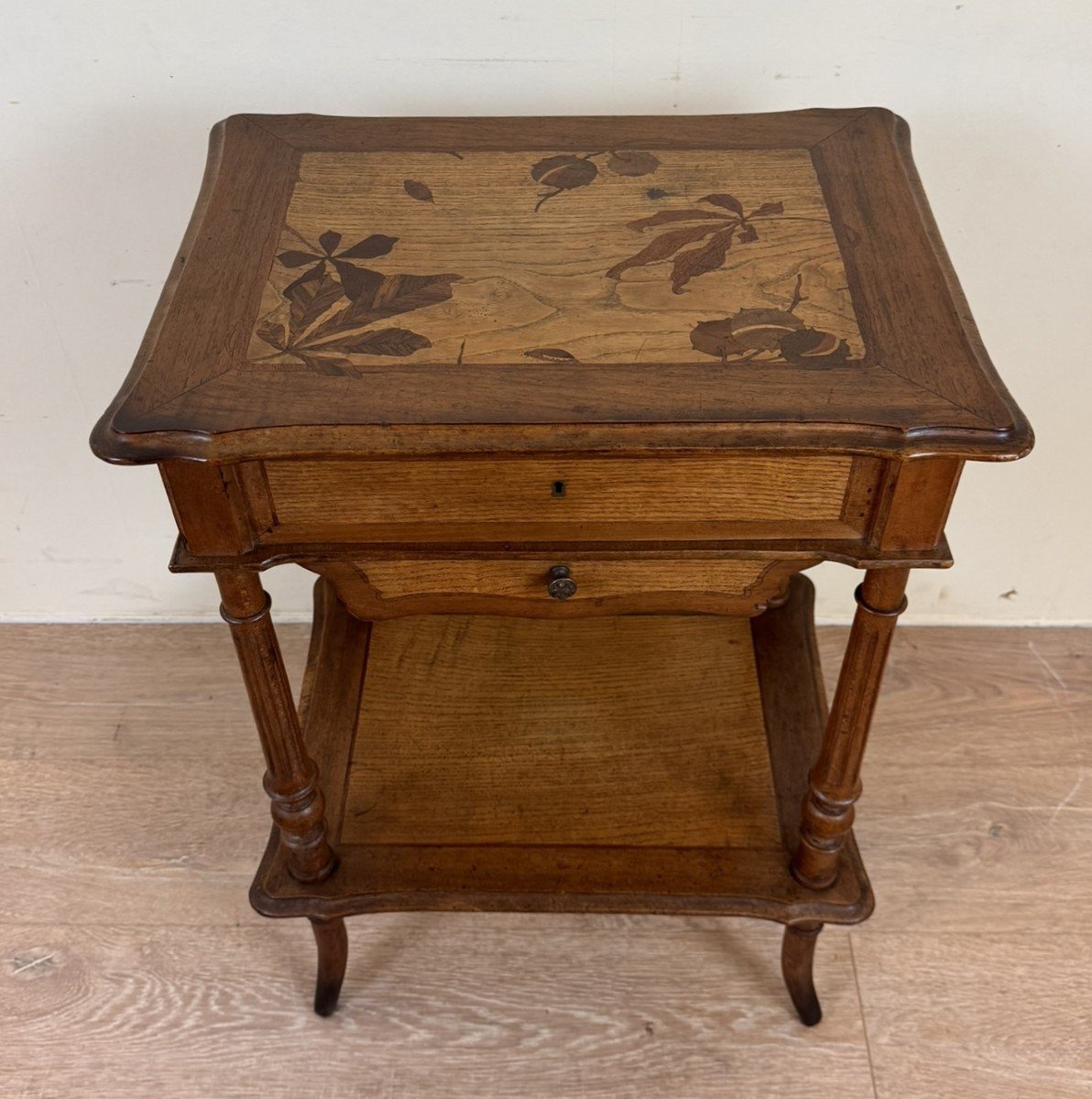 In The Spirit Of The Nancy School: Magnificent Marquetry Sewing Table-photo-2