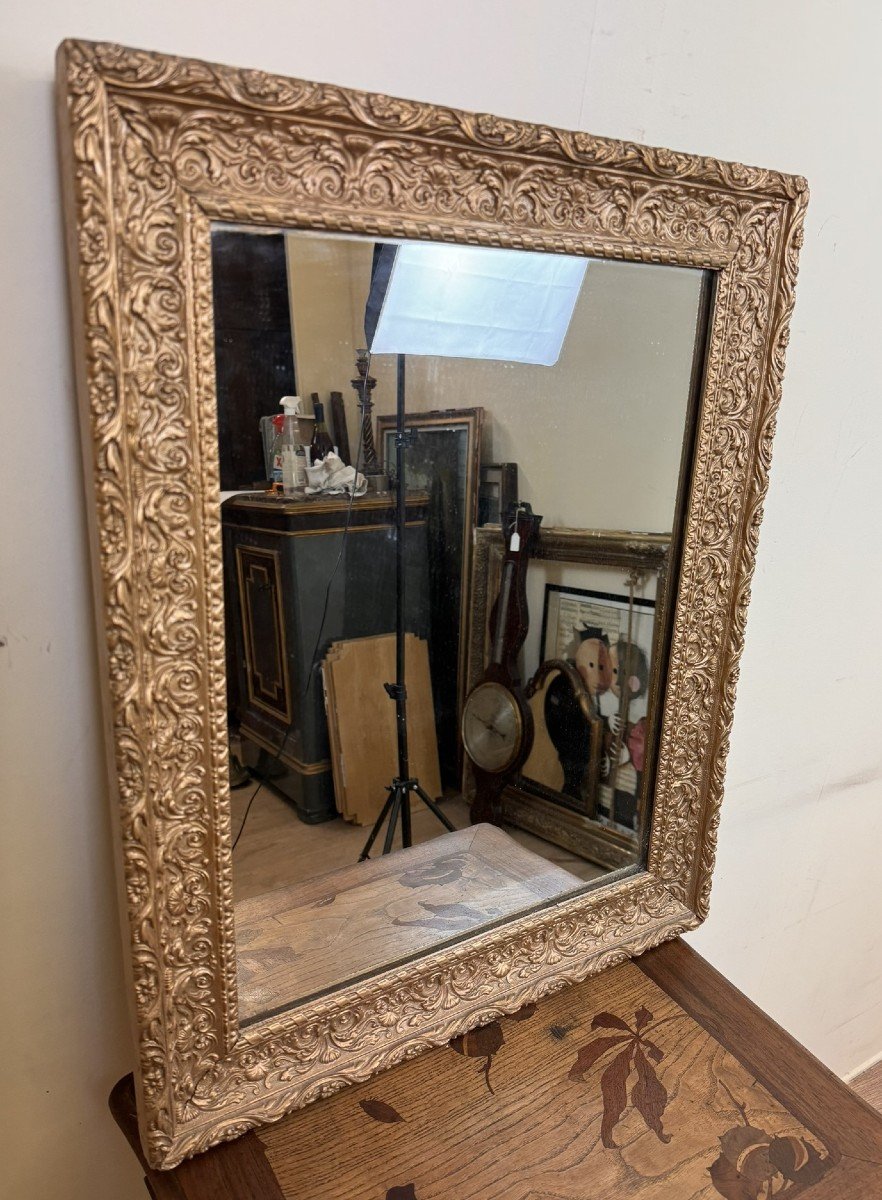 Napoleon III Style Mirror In Golden Wood-photo-3