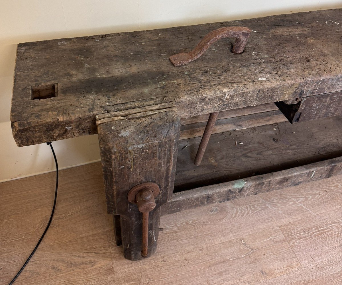 Large Carpenter's Workbench With Drawer And Tools -photo-3