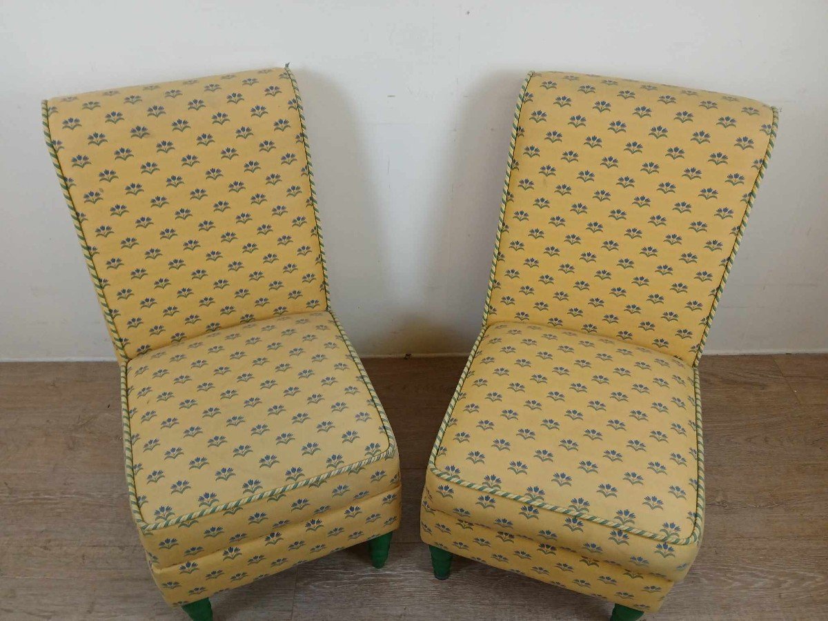 Pretty Pair Of Vintage Armchairs Completely Reupholstered With A Magnificent Drape-photo-2