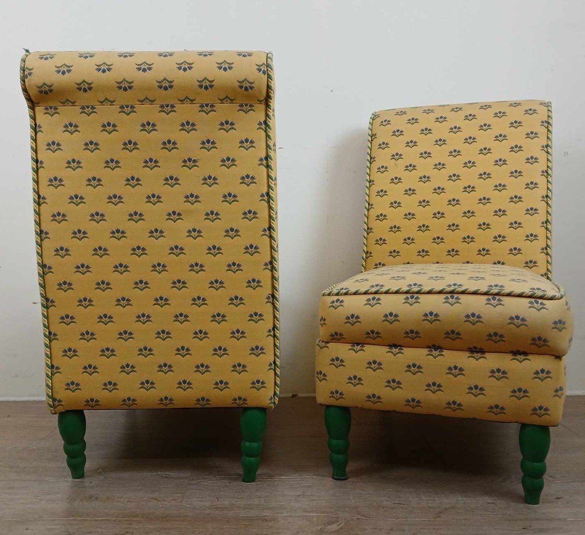 Pretty Pair Of Vintage Armchairs Completely Reupholstered With A Magnificent Drape-photo-1