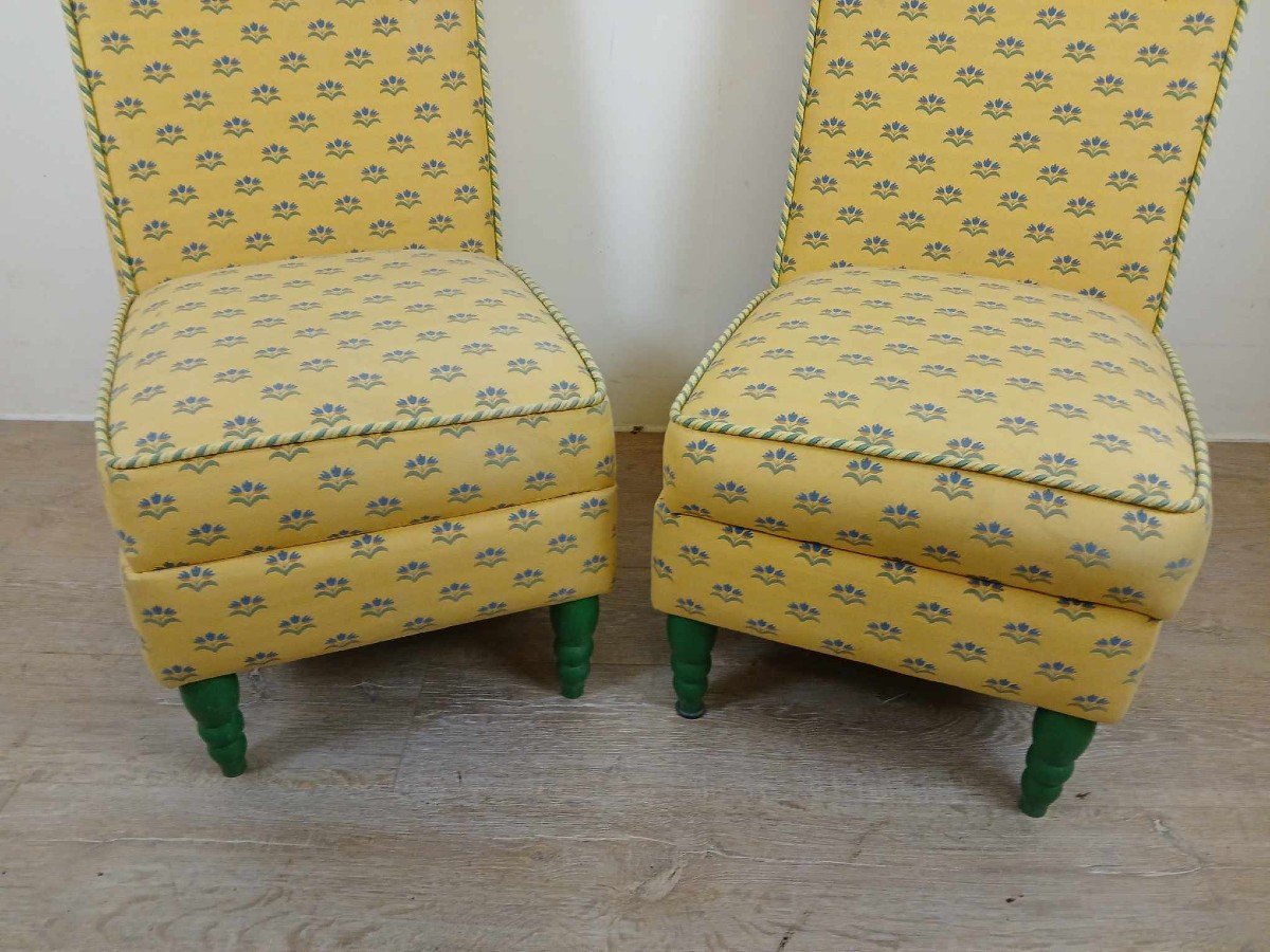 Pretty Pair Of Vintage Armchairs Completely Reupholstered With A Magnificent Drape-photo-3