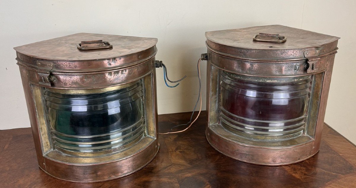 Pair Of Copper Navigation Lamps -photo-1