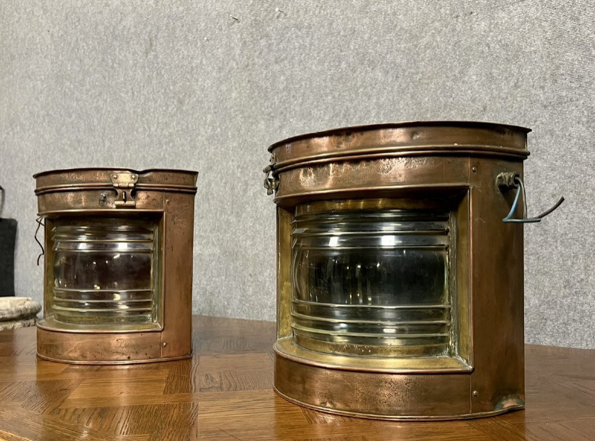 Pair Of Copper Navigation Lamps 