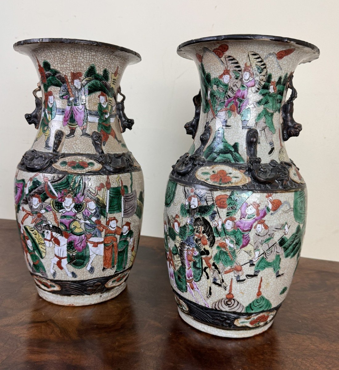 Pair Of Signed Nanking Porcelain Vases-photo-4