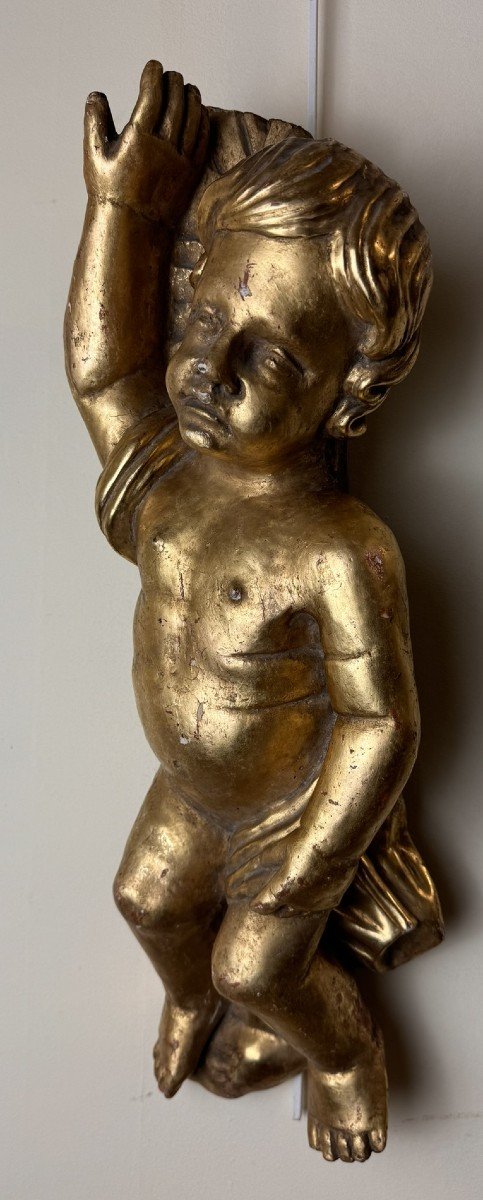 Putto En Bois Doré / H53 Cm-photo-1