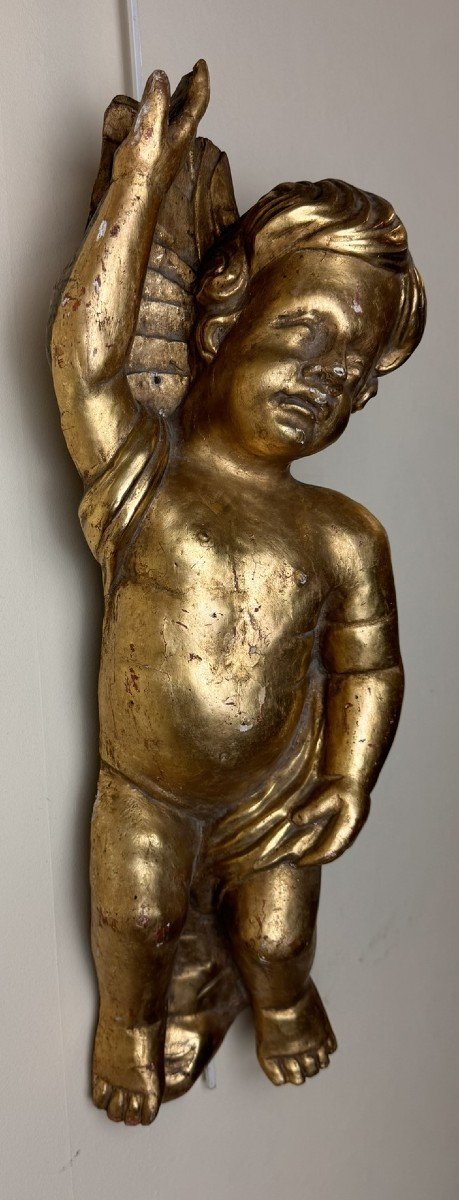 Putto En Bois Doré / H53 Cm-photo-2