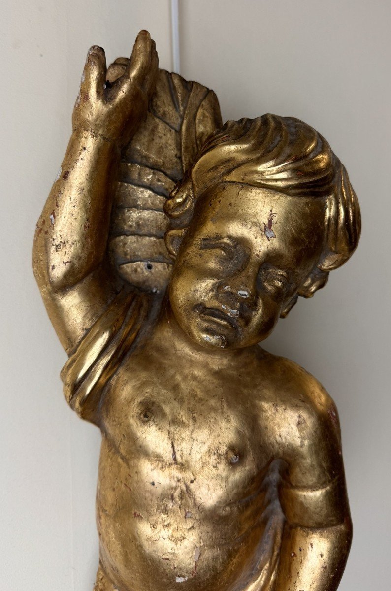 Putto En Bois Doré / H53 Cm-photo-3