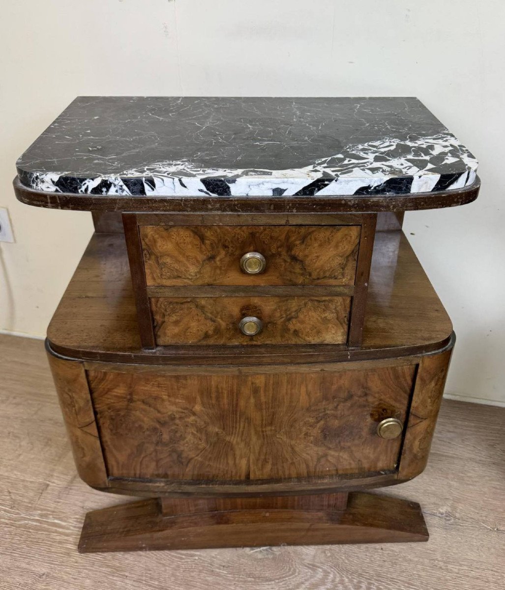 Pair Of Art Deco Period Bedside Tables-photo-2