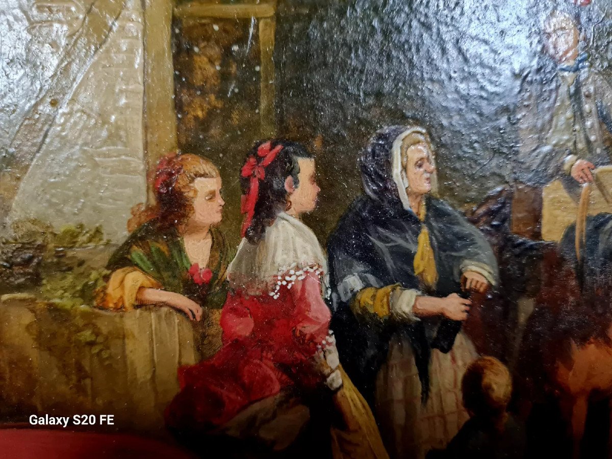 Oil On Panel Depicting A Lively Bourgeois Scene-photo-6