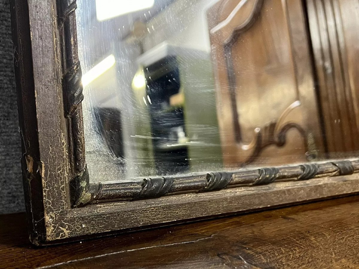 Napoleon III Period Woodwork Mirror In Wood With Double Patina -photo-3