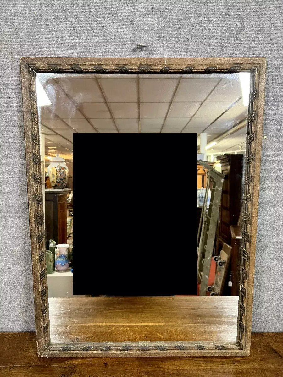 Napoleon III Period Woodwork Mirror In Wood With Double Patina 