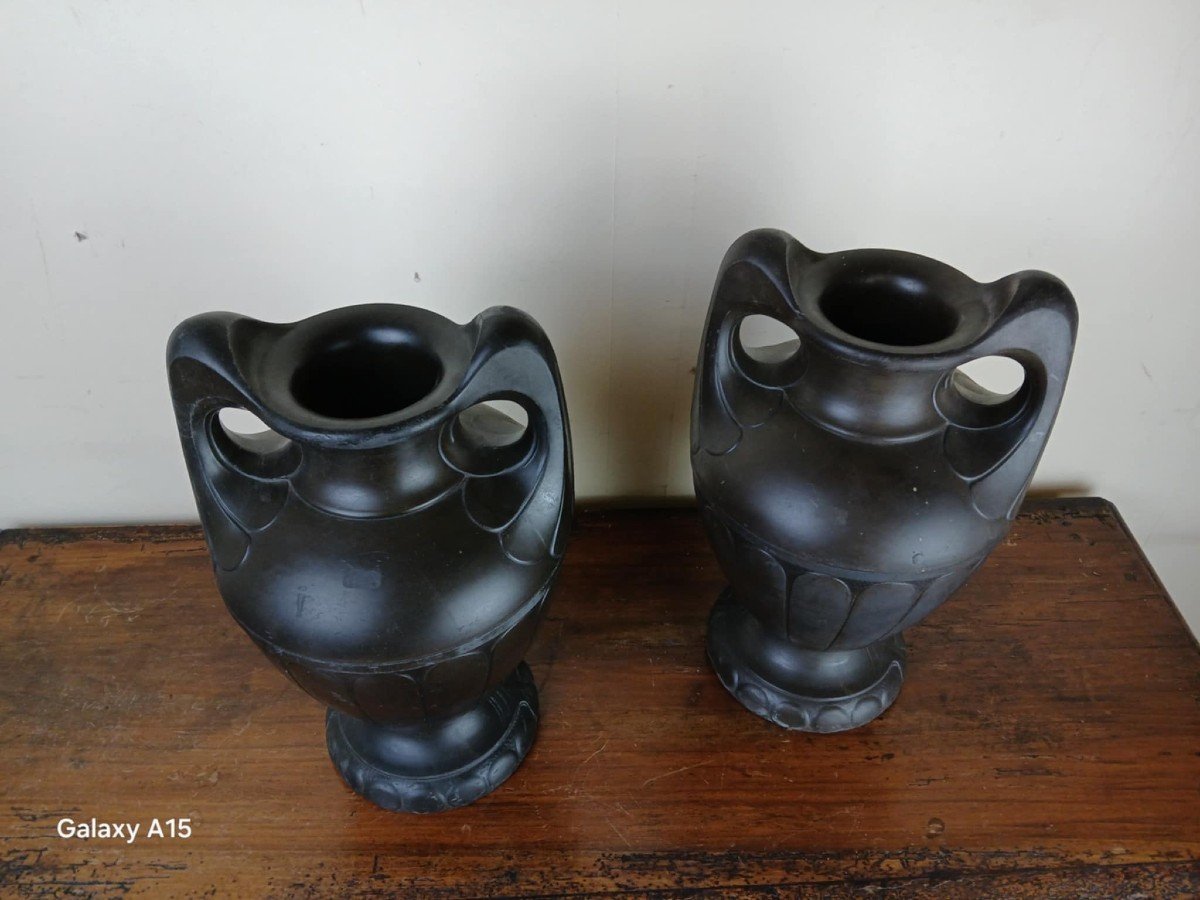 Paire De Vases Signés époque Art Nouveau -photo-2