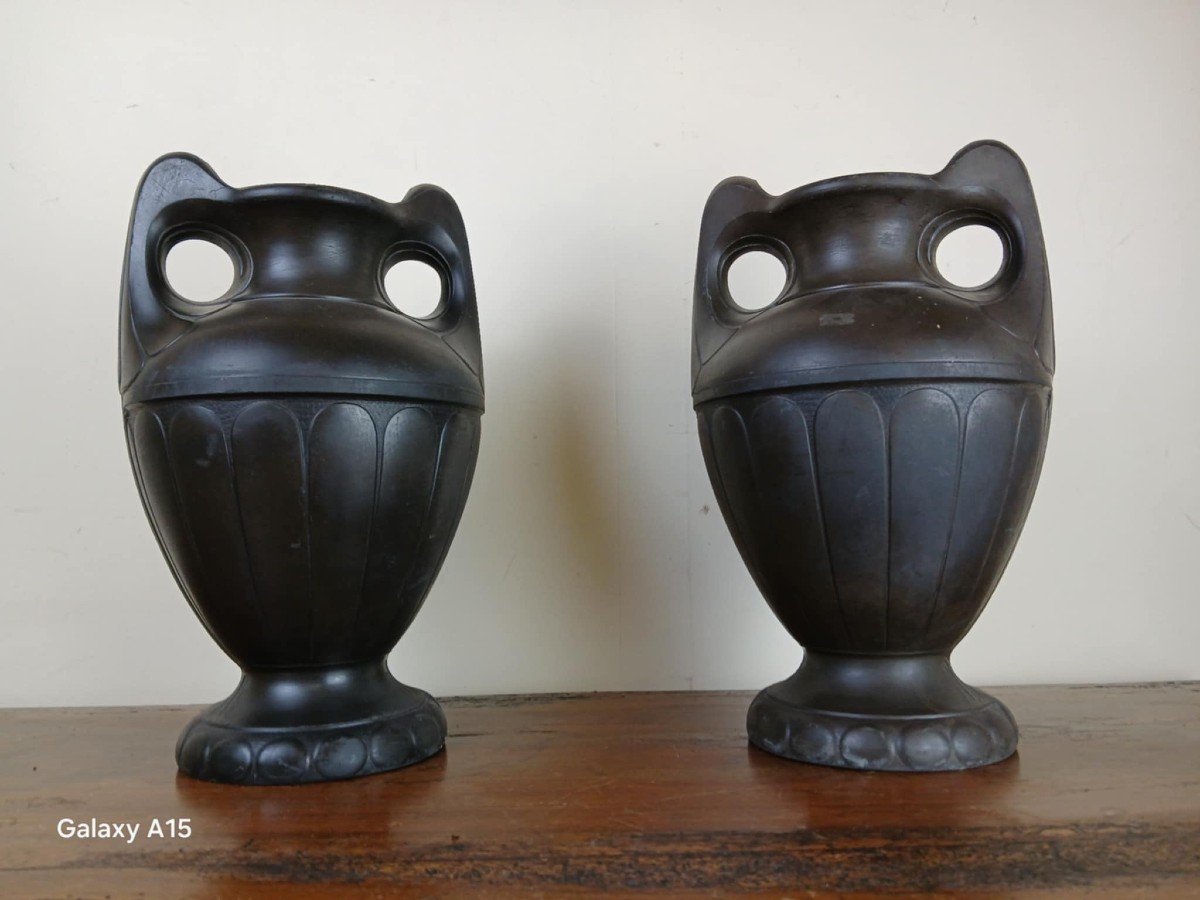 Pair Of Signed Art Nouveau Vases 