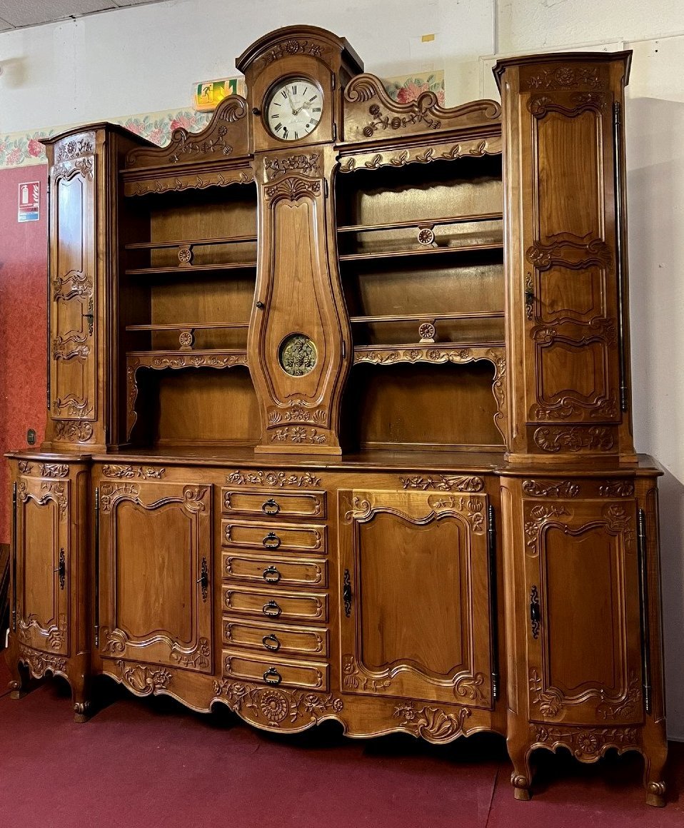 Important Louis XV Style Curved And Stamped Dresser Clock 