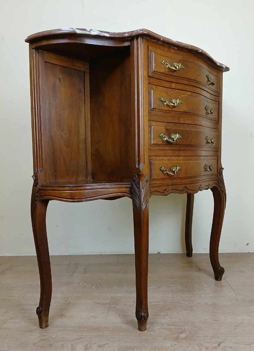 Superbe Commode Galbée De Style Louis XV En Noyer Vers 1880-1900-photo-2