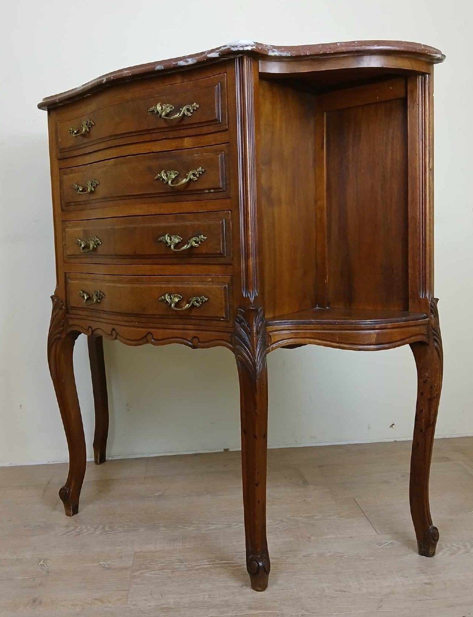 Superbe Commode Galbée De Style Louis XV En Noyer Vers 1880-1900-photo-3