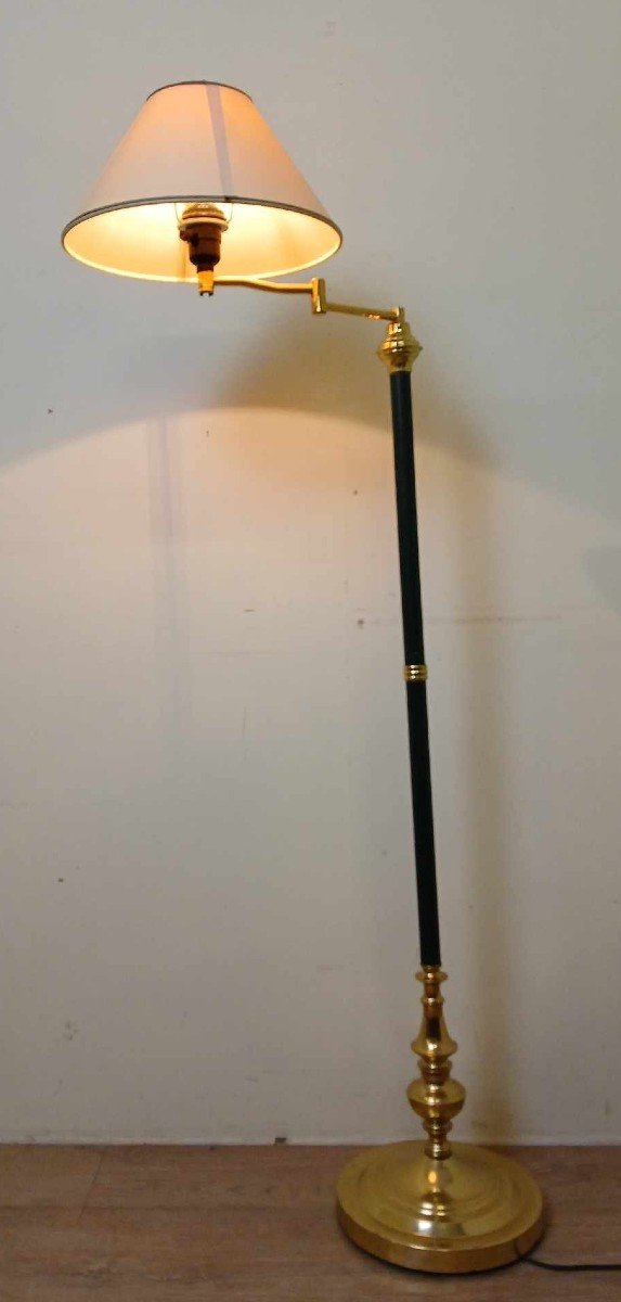 Large Gold Brass Reading Lamp With Removable Articulated Arm -photo-2