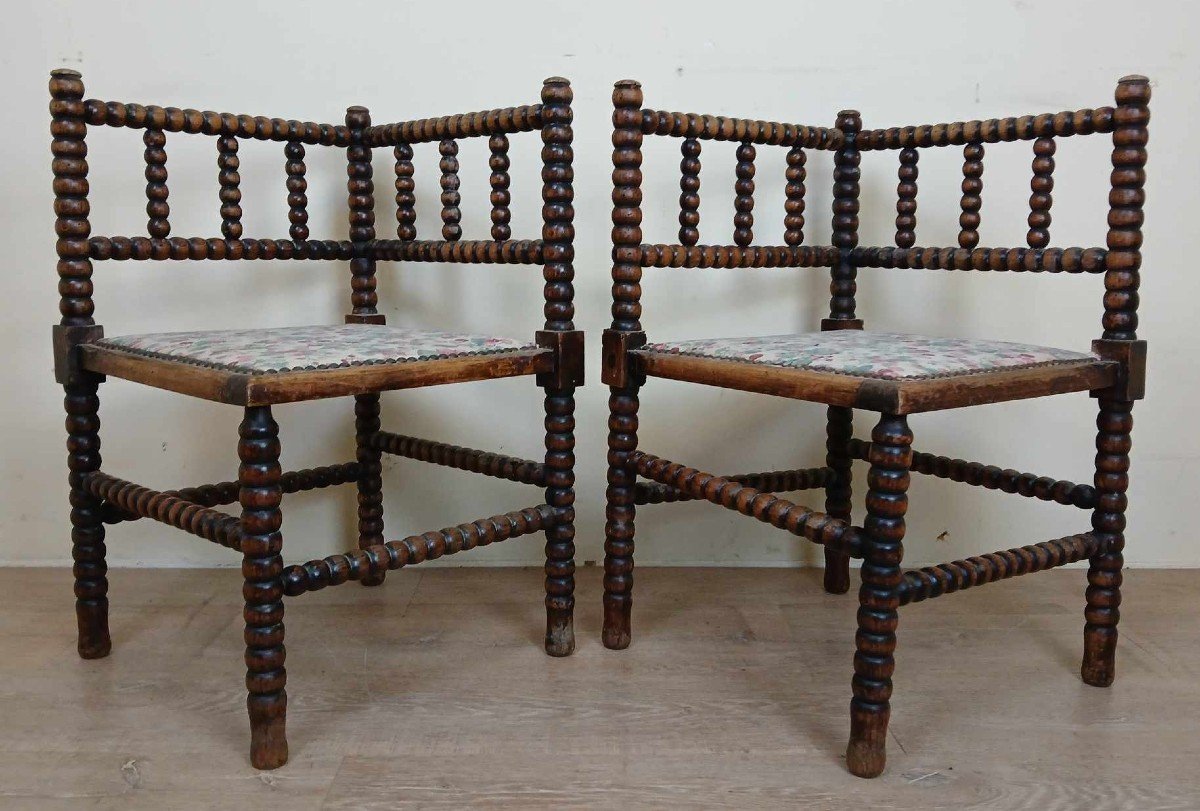 Lovely Pair Of Solid Wood Fireside Armchairs Circa 1880-photo-2