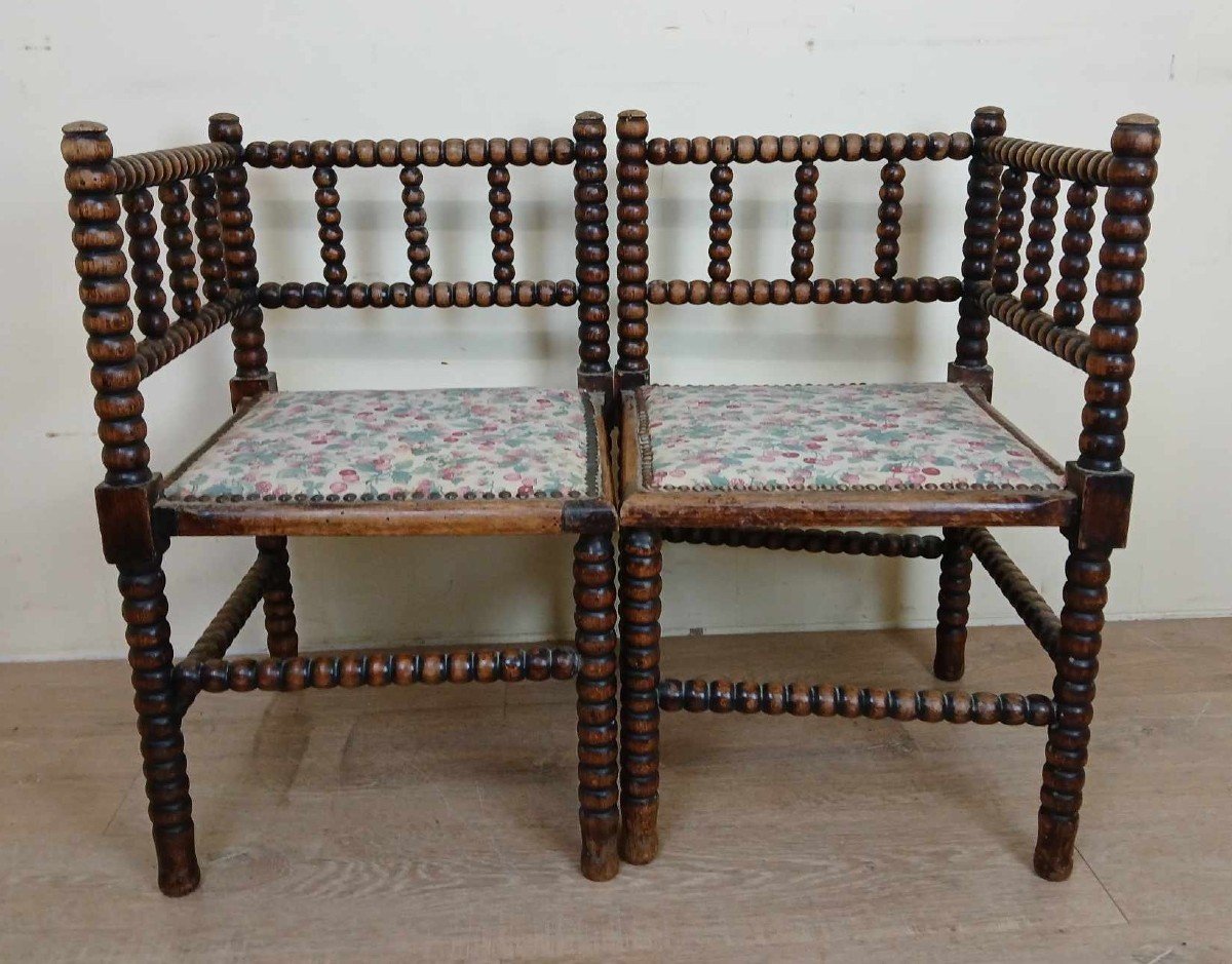 Lovely Pair Of Solid Wood Fireside Armchairs Circa 1880-photo-2