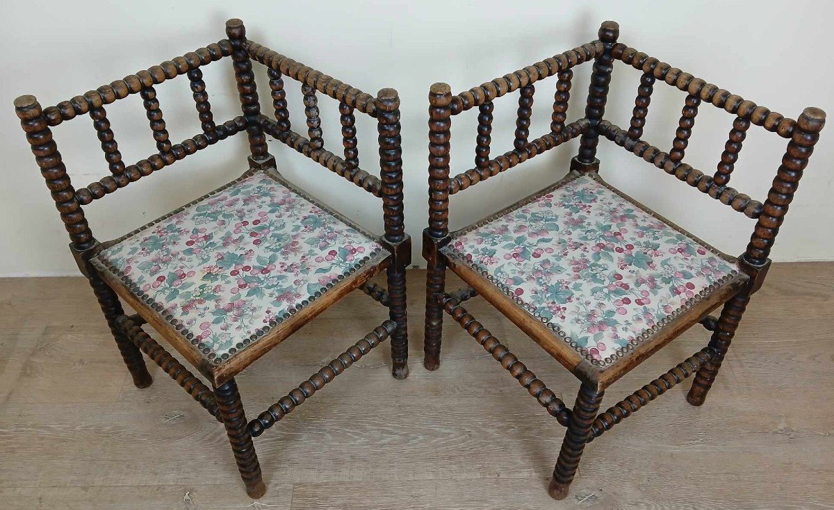 Lovely Pair Of Solid Wood Fireside Armchairs Circa 1880