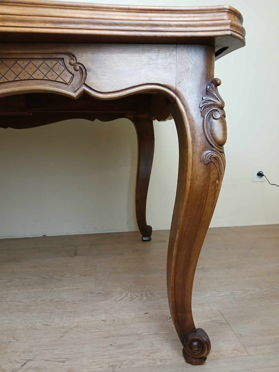 Large Extendable Provencal Table In Louis XV Style In Solid Walnut, 20th Century-photo-2