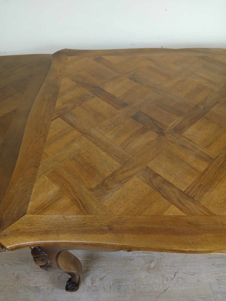 Large Extendable Provencal Table In Louis XV Style In Solid Walnut, 20th Century-photo-4