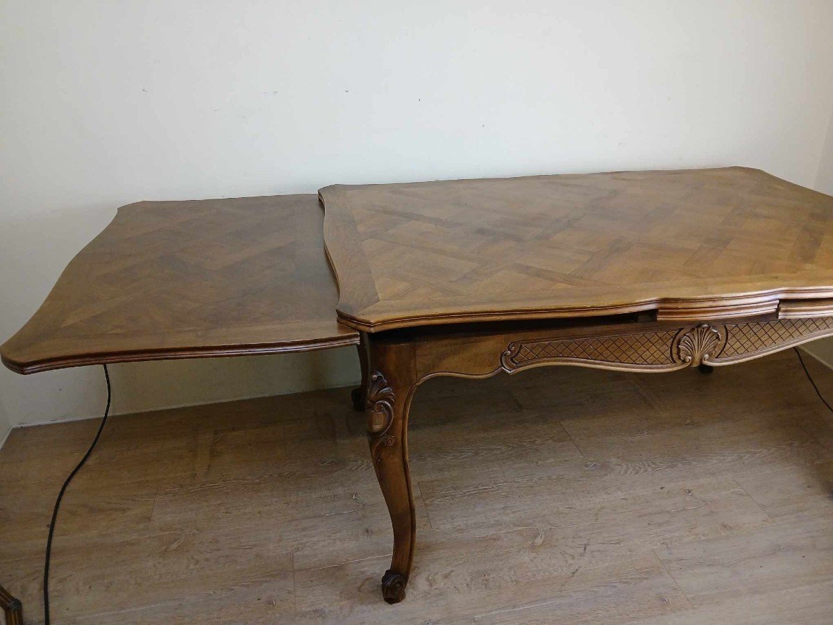 Large Extendable Provencal Table In Louis XV Style In Solid Walnut, 20th Century-photo-3