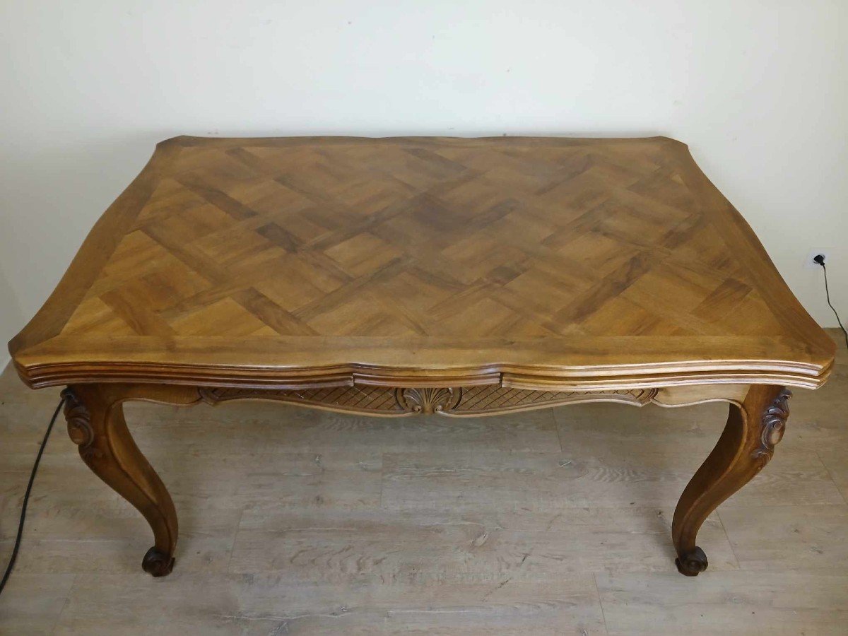 Large Extendable Provencal Table In Louis XV Style In Solid Walnut, 20th Century