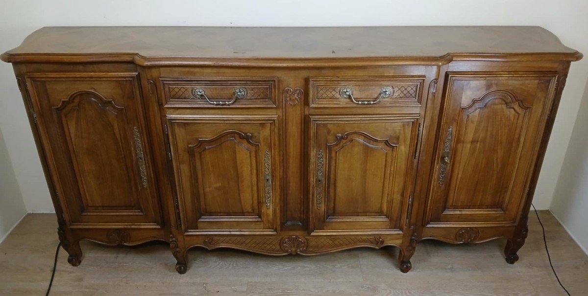 Large Louis XV Style Provencal Sideboard In Solid Walnut, 20th Century -photo-2