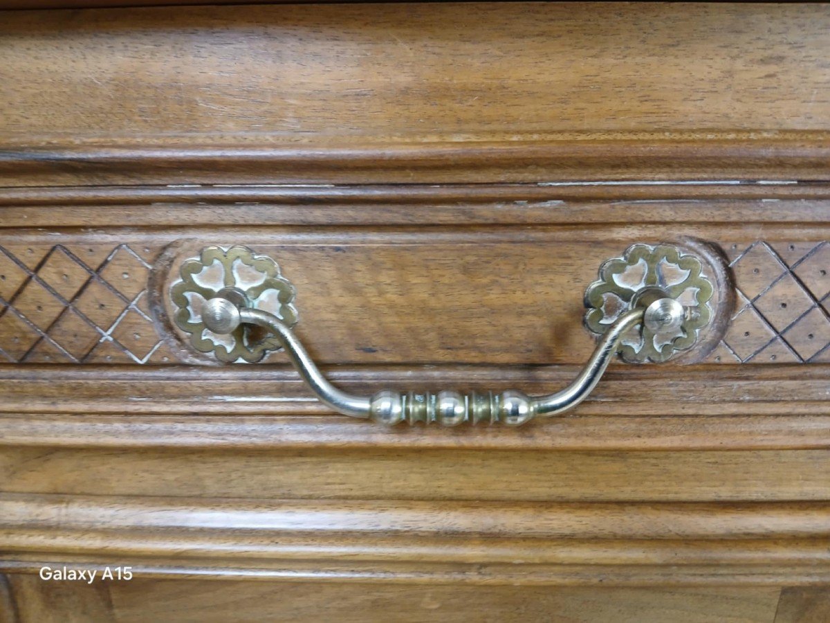 Large Louis XV Style Provencal Sideboard In Solid Walnut, 20th Century -photo-1