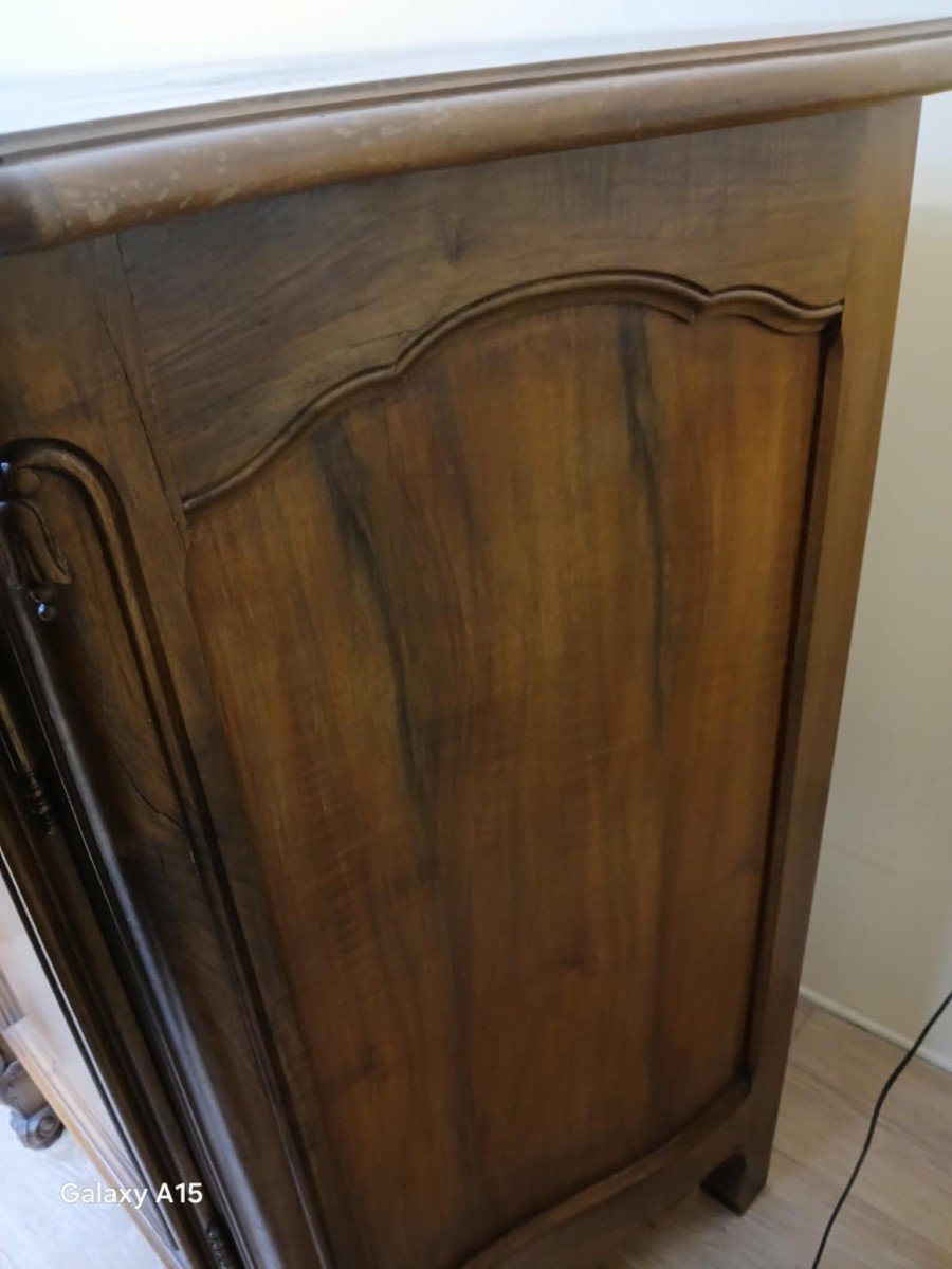 Large Louis XV Style Provencal Sideboard In Solid Walnut, 20th Century -photo-3